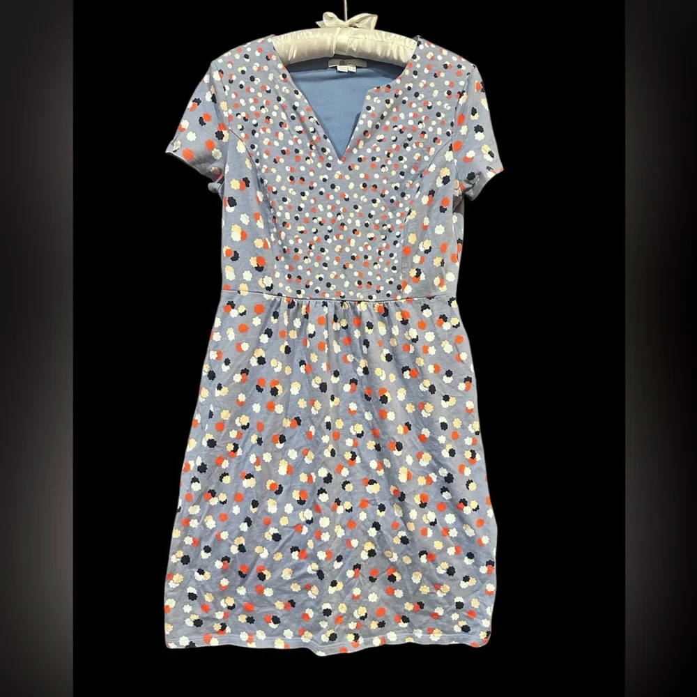 BODEN โค๏ธ Emory Knit Jersey Dress in Fallen Blossom Blue Print Size 12 Cotton,EUC - Picture 6 of 8